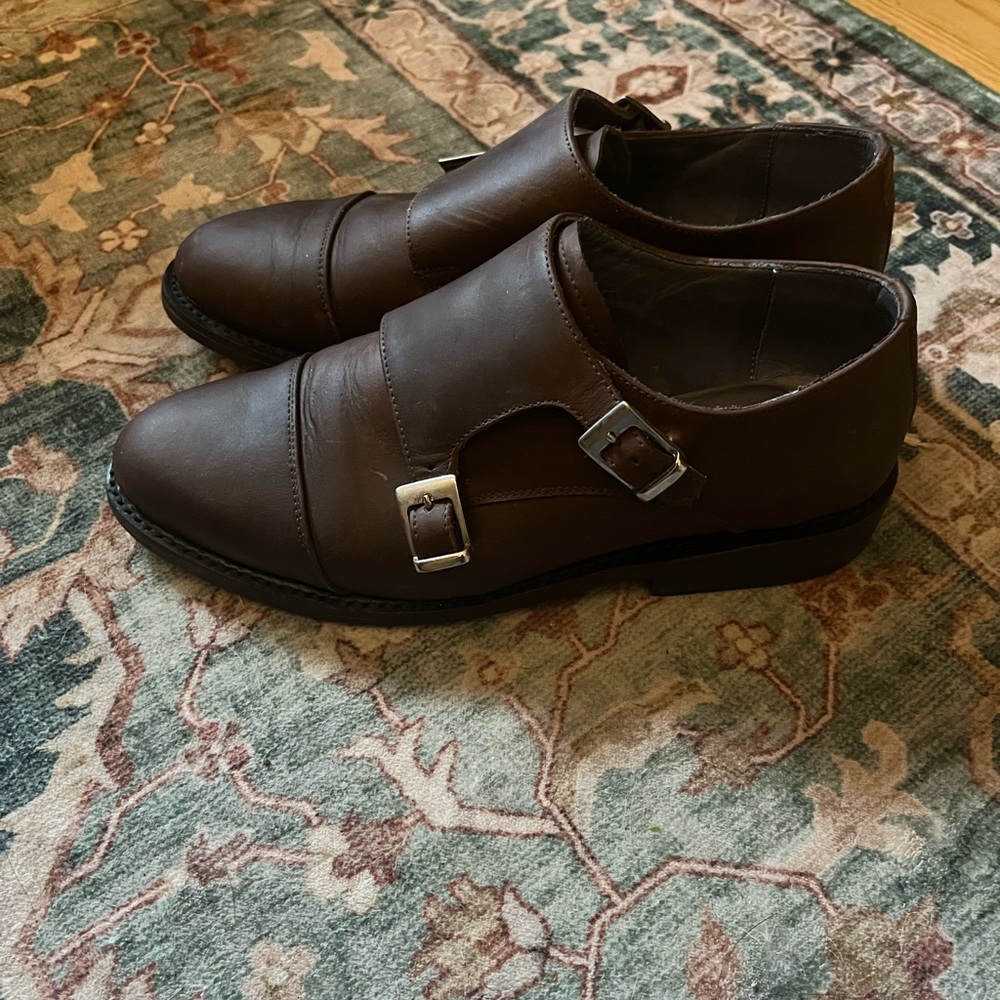 Women's Brown Double Monk Strap Shoes